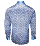 Luxury Blue Silk Shirt, Size 42