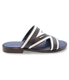 Navy White Leather Sandals