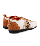 White Brown Ostrich Sneakers