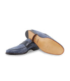 Navy Canvass Croco Loafers