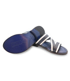 Navy White Leather Sandals
