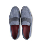 Navy Canvass Croco Loafers