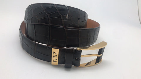 Zilli Leather Belt with Snake Skin