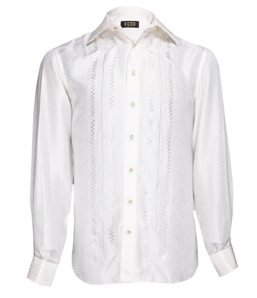 Off White Silk Shirt Jacquard