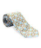 Blue Printed SIlk Tie Set
