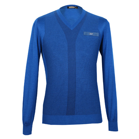 Blue V-neck Sweater, Size S