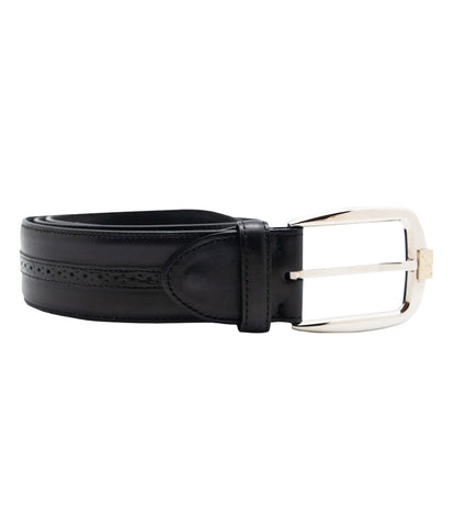 Black Grey Leather Belt