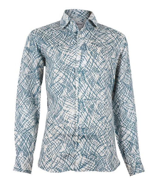 Patterned Linen Shirt, Size XL