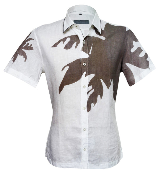 White Brown Linen Shirt
