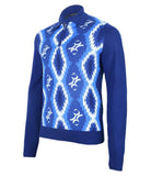 Blue Patterned Polo Sweater