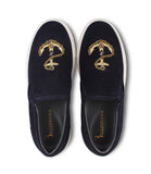 Navy Suede Slip-ons, Size 41.5