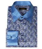 Luxury Blue Silk Shirt, Size 42