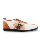 White Brown Ostrich Sneakers