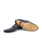 Navy Deerskin Loafers, Size 5