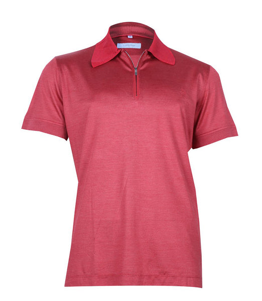 Red Silk Polo Shirt